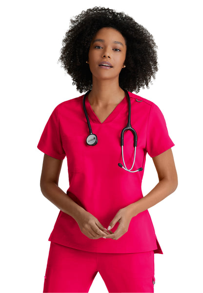 Women's One-Pocket Bree Tuck-In Scrub Top - GVST028 - Vibrance Pink