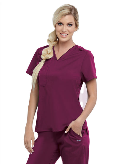Women's One-Pocket Bree Tuck-In Scrub Top - GVST028 - Wine