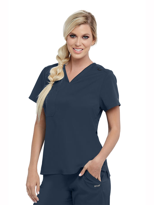 Women's One-Pocket Bree Tuck-In Scrub Top - GVST028 - Steel