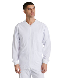 Men's Three-Pocket Zip-Up Structure Warm-Up Scrub Jacket - SK0408 - White