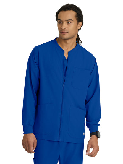 Men's Three-Pocket Zip-Up Structure Warm-Up Scrub Jacket - SK0408 - Galaxy