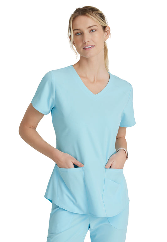 Women's V-Neck Top - SK101 - Poolside Blue