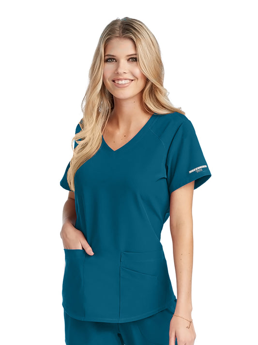 Women's Three-Pocket Curved V-Neck Breeze Scrub Top - SK101 - Bahama