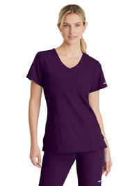 Women's Three-Pocket Crossover V-Neck Reliance Scrub Top - SK102 - Eggplant