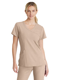 Women's Three-Pocket Crossover V-Neck Reliance Scrub Top - SK102 - New Khaki