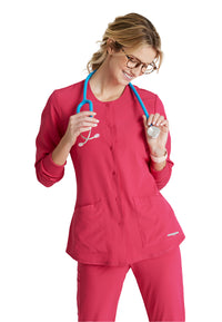Women's Two-Pocket Snap-Front Stability Warm-Up Scrub Jacket - SK401 - Vibrance Pink