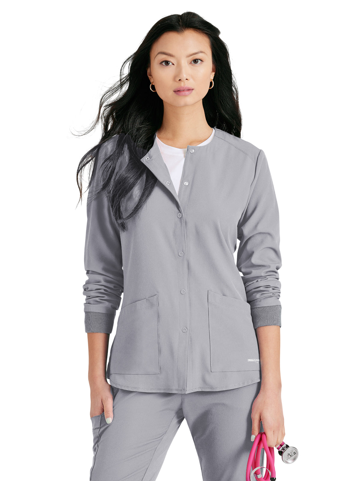Women's Two-Pocket Snap-Front Stability Warm-Up Scrub Jacket - SK401 - Moonstruck