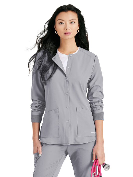 Women's Two-Pocket Snap-Front Stability Warm-Up Scrub Jacket - SK401 - Moonstruck