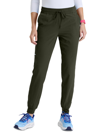 Women's Four-Pocket Low-Rise Theory Jogger Scrub Pant - SKP552 - Olive