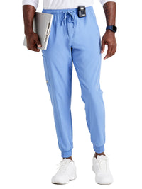 Men's Three-Pocket Drawcord and Zip-Fly Structure Jogger Scrub Pant - SKP572 - Ciel Blue