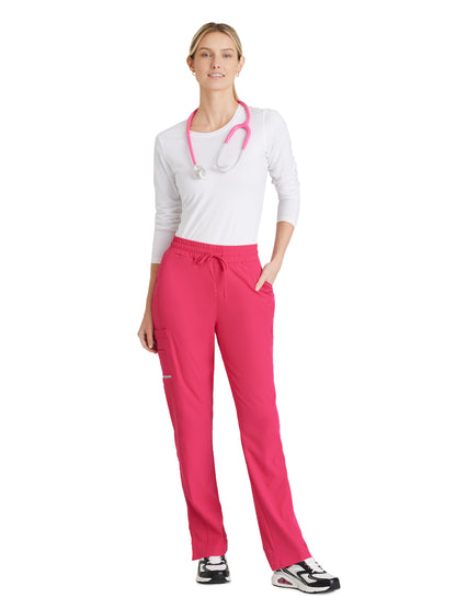 Women's 6 Pocket Elastic Waist Tapered Pant - SKP623 - Vibrance Pink