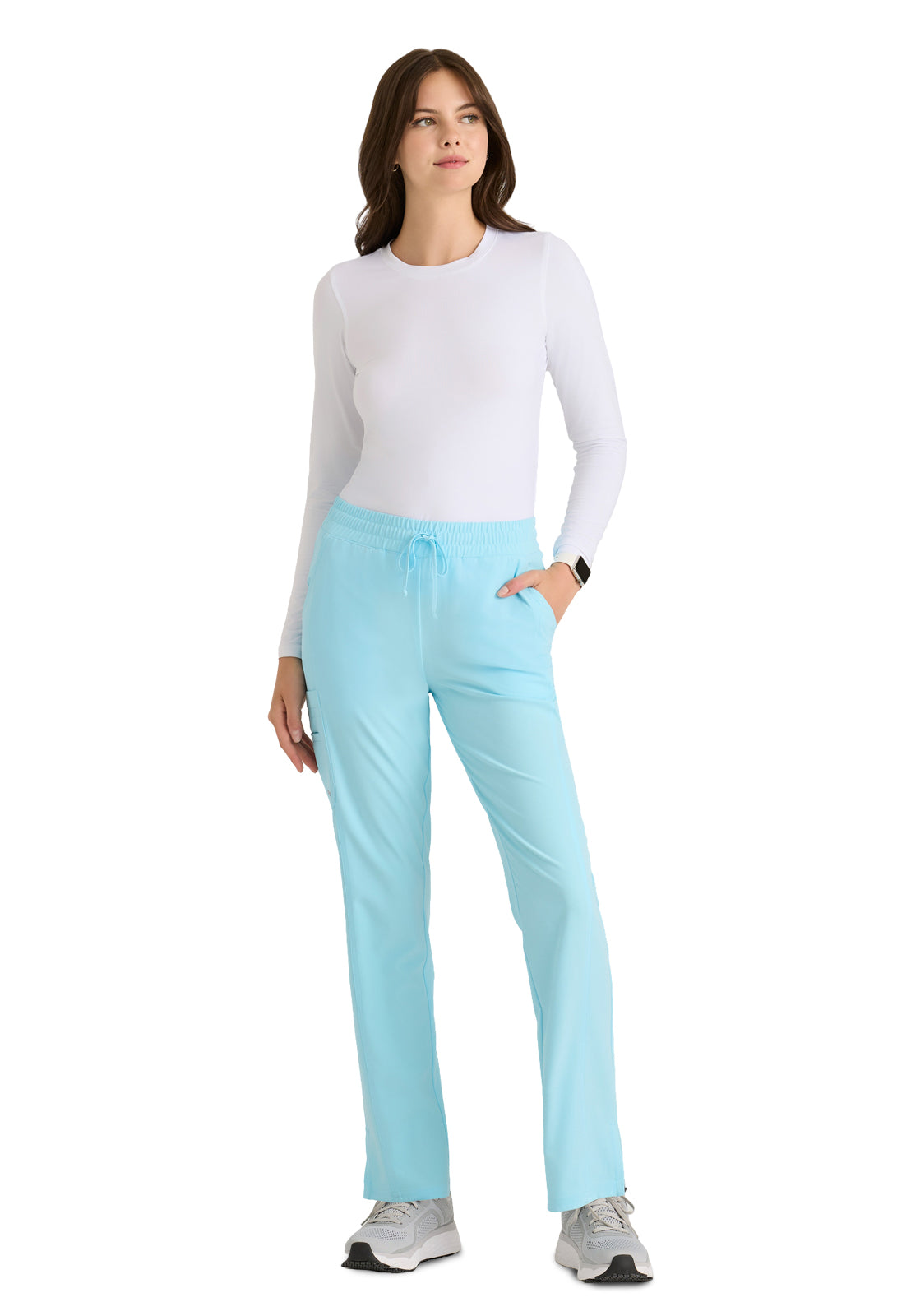 Women's 6 Pocket Elastic Waist Tapered Pant - SKP623 - Poolside Blue