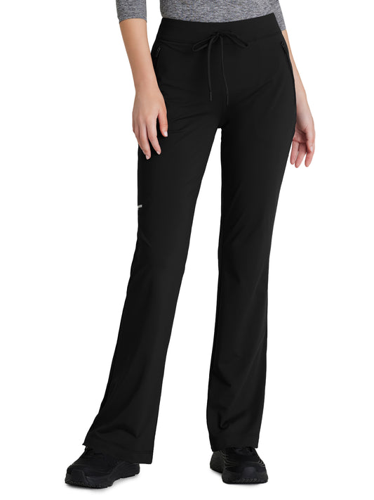 Women's Four-Pocket Fit & Flare Glide Scrub Pant - SKP656 - Black