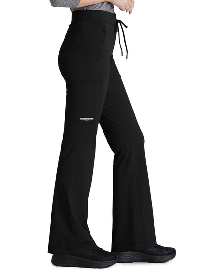 Women's 4 Pocket Fit and Flare Glide Scrub Pant - SKP656 - Black