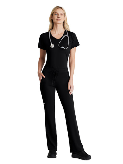 Women's 4 Pocket Fit and Flare Glide Scrub Pant - SKP656 - Black