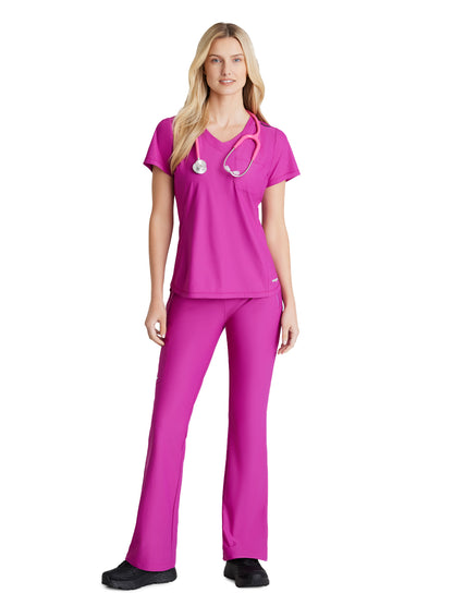 Women's 4 Pocket Fit and Flare Glide Scrub Pant - SKP656 - Deep Magenta