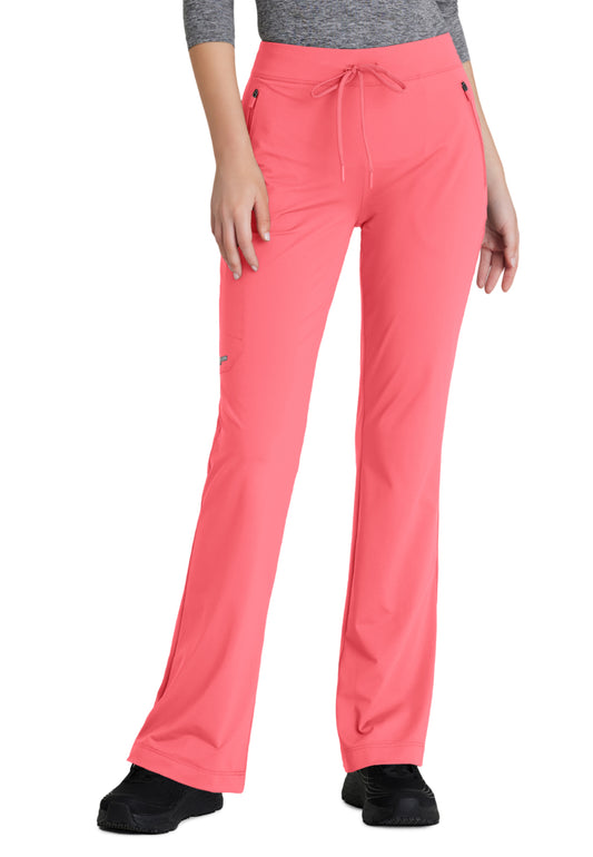 Women's 4 Pocket Fit and Flare Glide Scrub Pant - SKP656 - Punch Pink