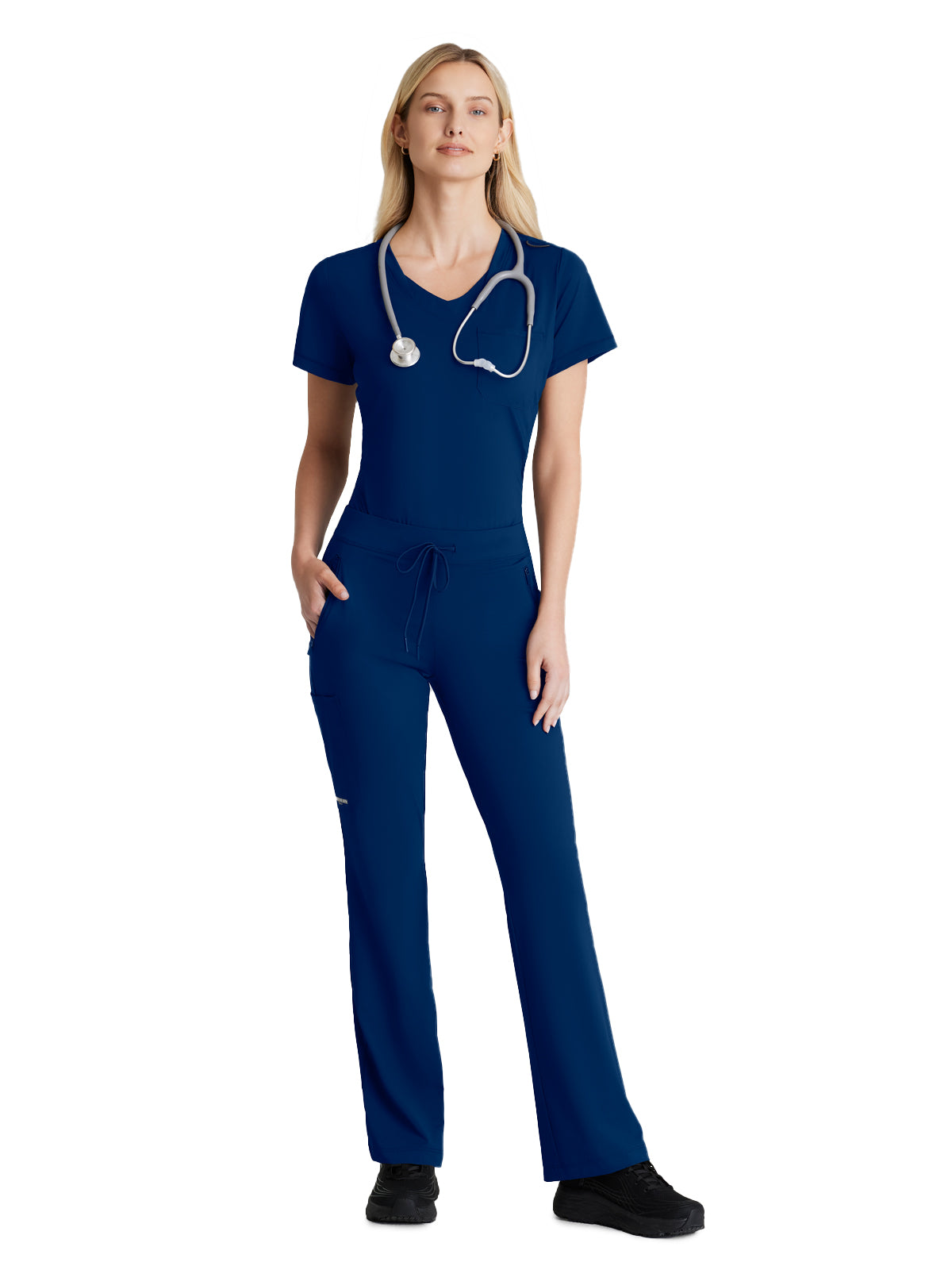 Women's 4 Pocket Fit and Flare Glide Scrub Pant - SKP656 - Navy