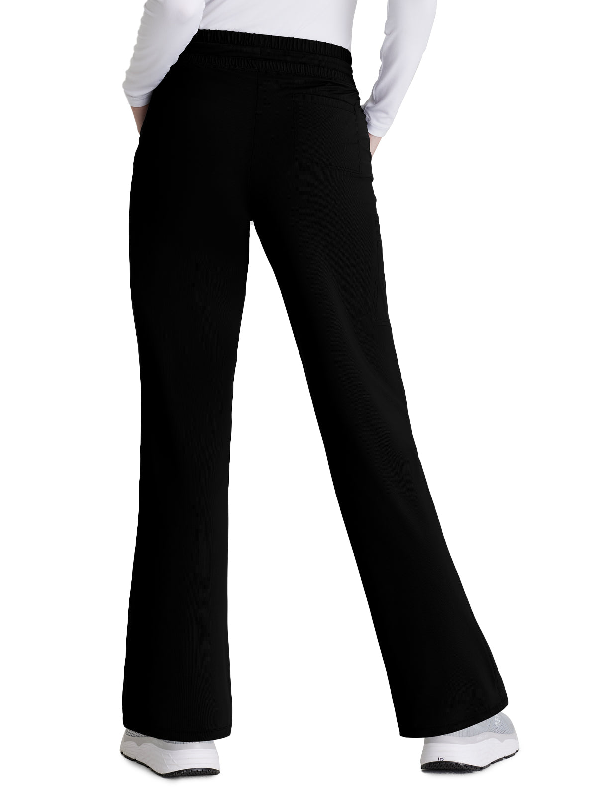 Women's Shirred Waistband Slim And Straight Reach Scrub Pant - SKP668 - Black