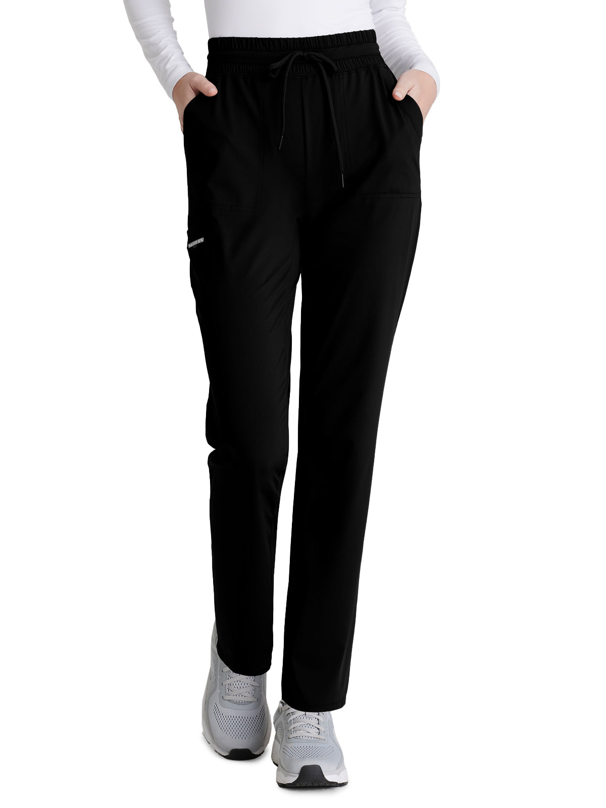 Women's Five-Pocket Shirred Waistband Reach Scrub Pant - SKP668 - Black