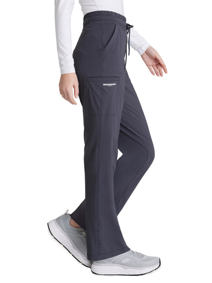 Women's Shirred Waistband Slim And Straight Reach Scrub Pant - SKP668 - Pewter