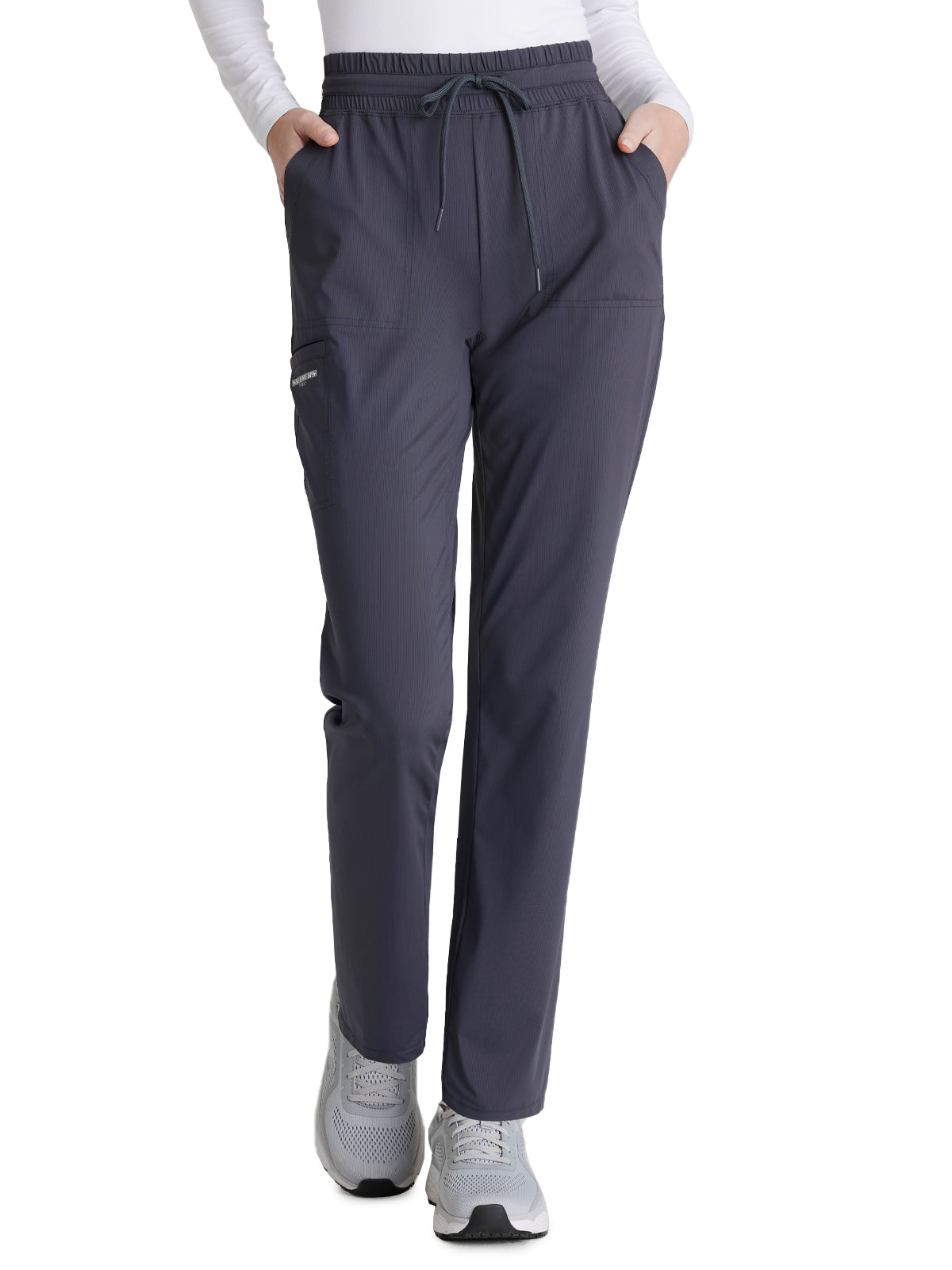 Women's Shirred Waistband Slim And Straight Reach Pant - SKP668 - Pewter