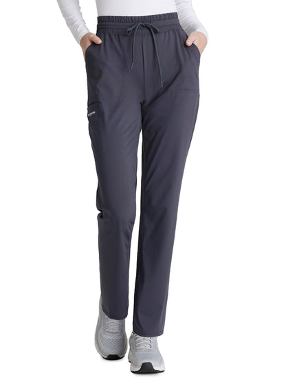 Women's Shirred Waistband Slim And Straight Reach Pant - SKP668 - Pewter