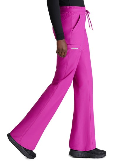 Women's Shirred Waistband Slim And Straight Reach Scrub Pant - SKP668 - Deep Magenta