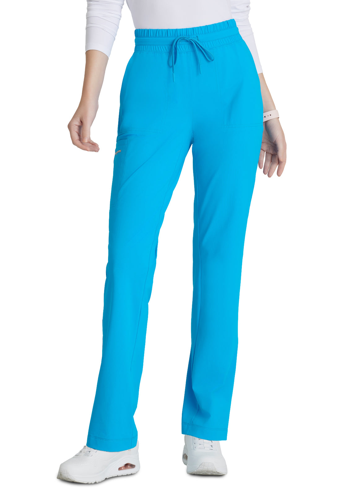 Women's Shirred Waistband Slim And Straight Reach Pant - SKP668 - Bold Azure