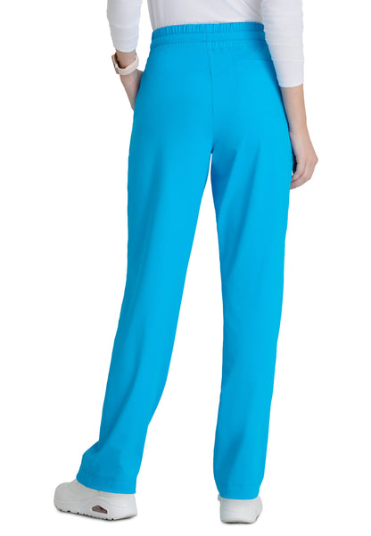 Women's Shirred Waistband Slim And Straight Reach Pant - SKP668 - Bold Azure