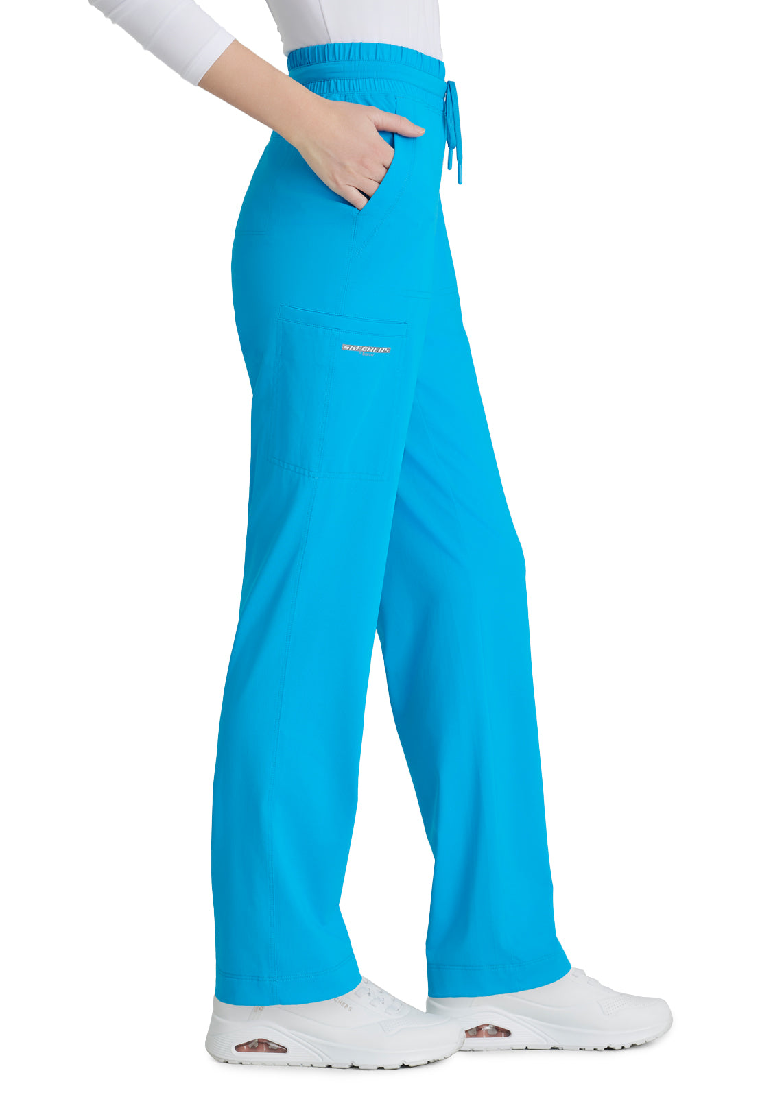 Women's Shirred Waistband Slim And Straight Reach Pant - SKP668 - Bold Azure