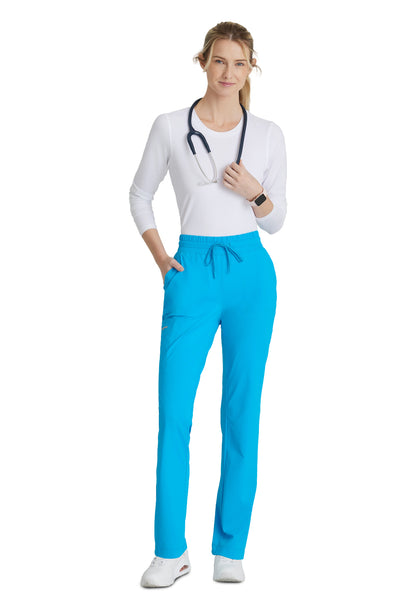 Women's Shirred Waistband Slim And Straight Reach Pant - SKP668 - Bold Azure