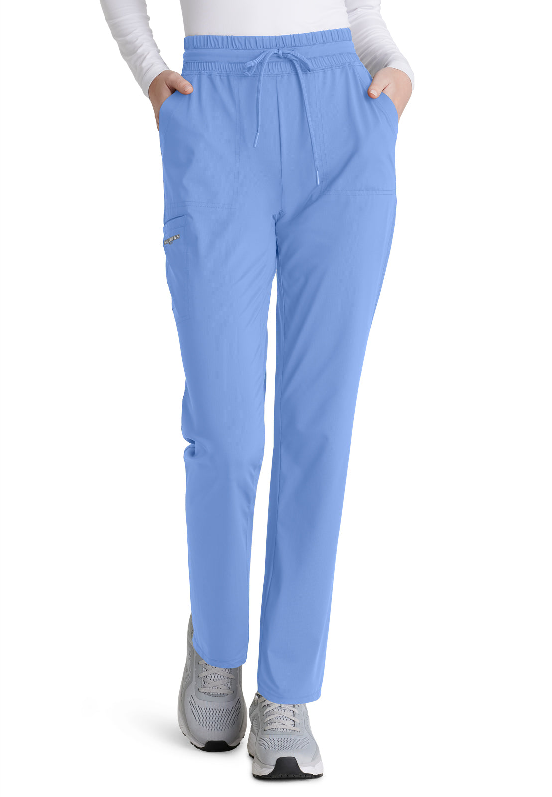 Women's Shirred Waistband Slim And Straight Reach Pant - SKP668 - Ciel Blue