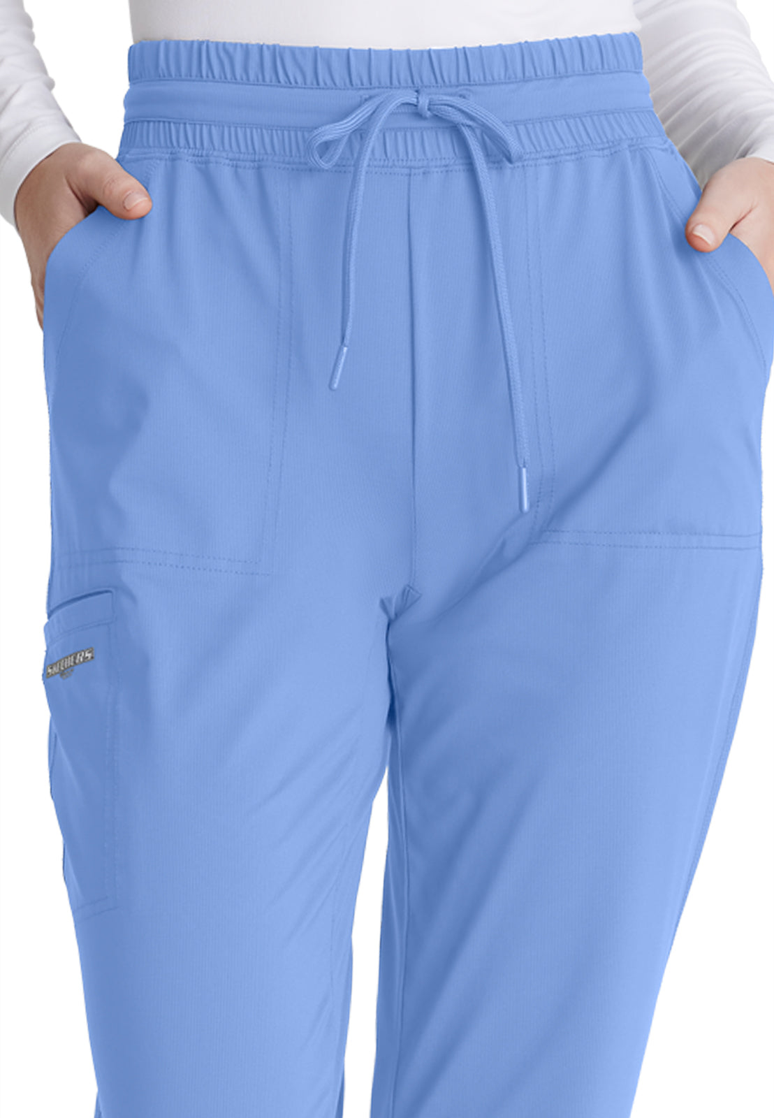 Women's Shirred Waistband Slim And Straight Reach Pant - SKP668 - Ciel Blue