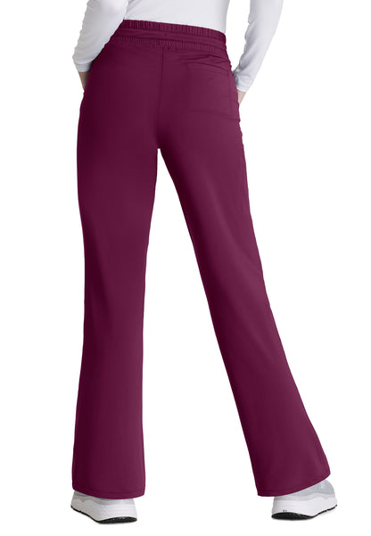 Women's Shirred Waistband Slim And Straight Reach Pant - SKP668 - Wine