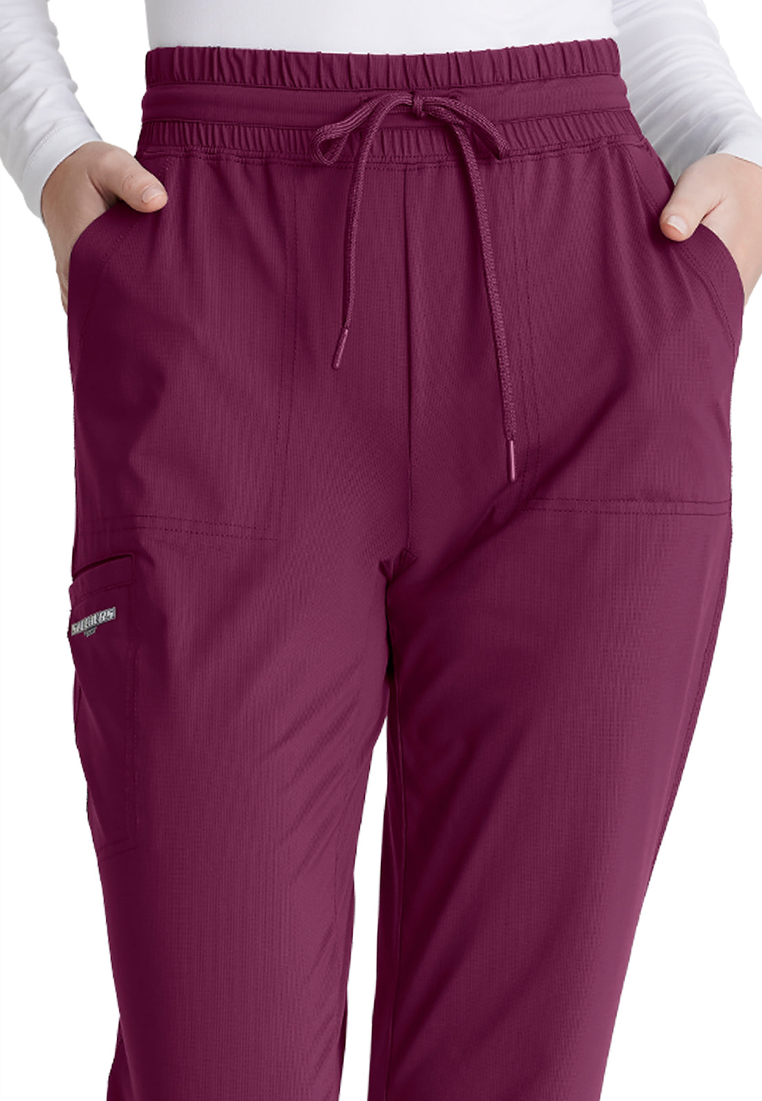 Women's Shirred Waistband Slim And Straight Reach Pant - SKP668 - Wine