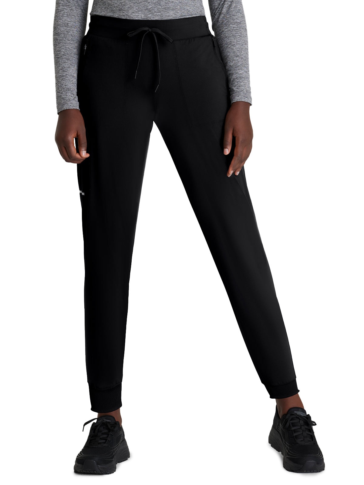 Women's 5 Pocket Ribbed Cuff Jogger Pace Scrub Pant - SKP669 - Black