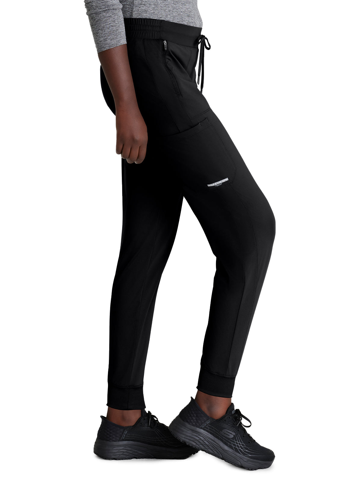 Women's 5 Pocket Ribbed Cuff Jogger Pace Scrub Pant - SKP669 - Black