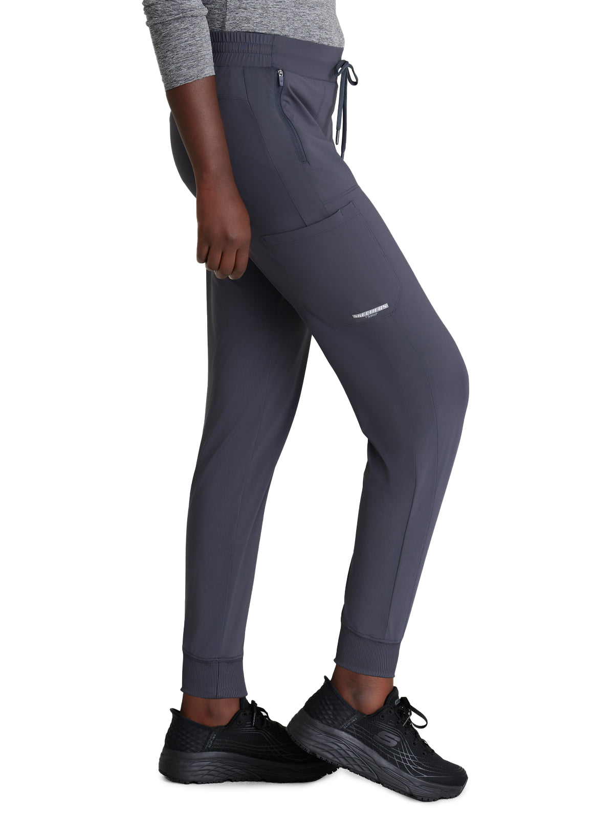 Women's 5 Pocket Ribbed Cuff Jogger Pace Scrub Pant - SKP669 - Pewter