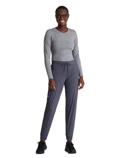 Women's 5 Pocket Ribbed Cuff Jogger Pace Scrub Pant - SKP669 - Pewter