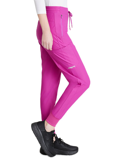 Women's 5 Pocket Ribbed Cuff Jogger Pace Scrub Pant - SKP669 - Deep Magenta