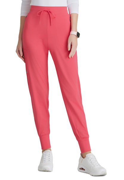 Women's 5 Pocket Ribbed Cuff Jogger Pace Scrub Pant - SKP669 - Punch Pink