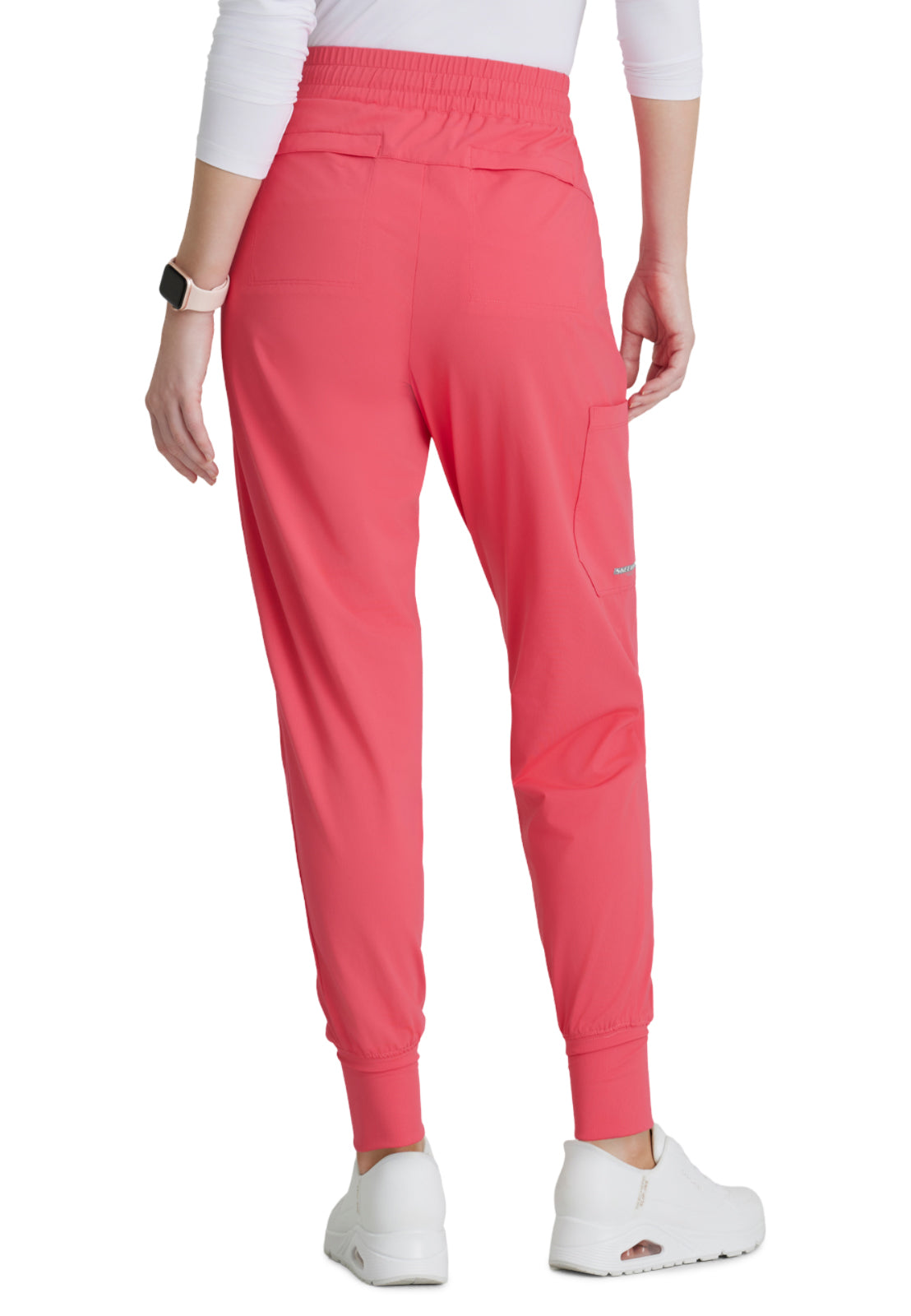 Women's 5 Pocket Ribbed Cuff Jogger Pace Scrub Pant - SKP669 - Punch Pink