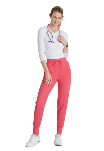 Women's 5 Pocket Ribbed Cuff Jogger Pace Scrub Pant - SKP669 - Punch Pink