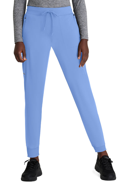 Women's 5 Pocket Ribbed Cuff Jogger Pace Pant - SKP669 - Ciel Blue