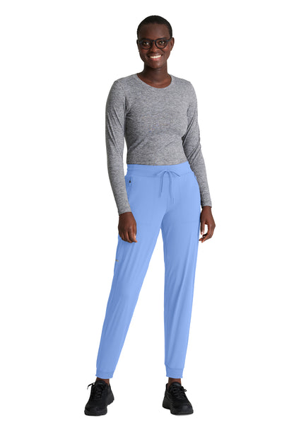 Women's 5 Pocket Ribbed Cuff Jogger Pace Scrub Pant - SKP669 - Ciel Blue