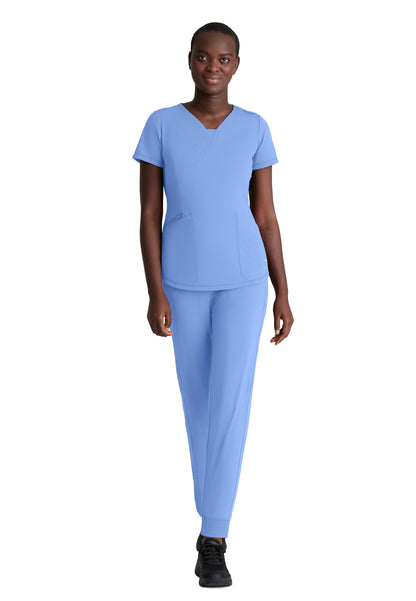 Women's 5 Pocket Ribbed Cuff Jogger Pace Scrub Pant - SKP669 - Ciel Blue