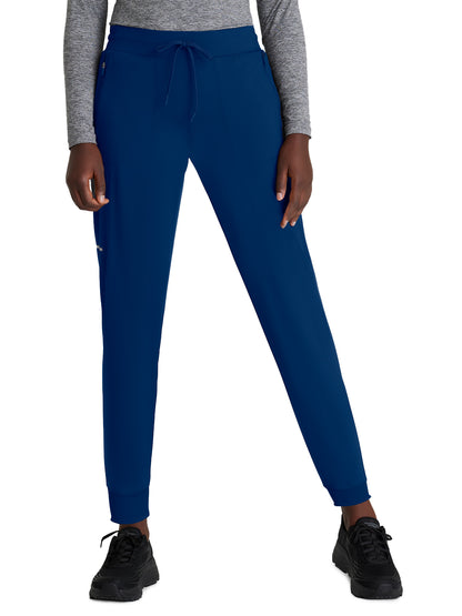 Women's Five-Pocket Ribbed Cuff Pace Jogger Scrub Pant - SKP669 - Navy