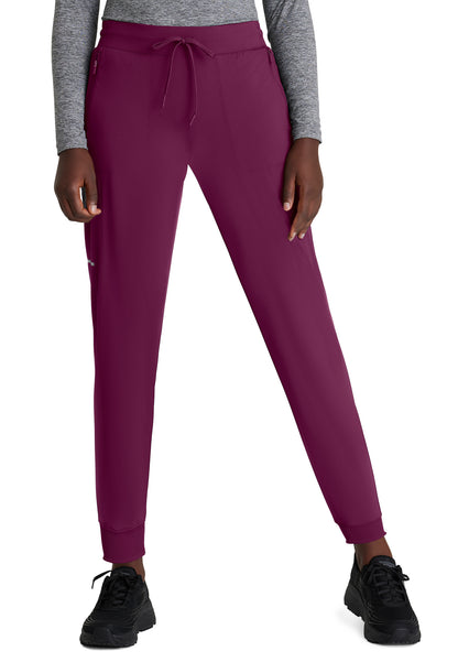 Women's Five-Pocket Ribbed Cuff Pace Jogger Scrub Pant - SKP669 - Wine