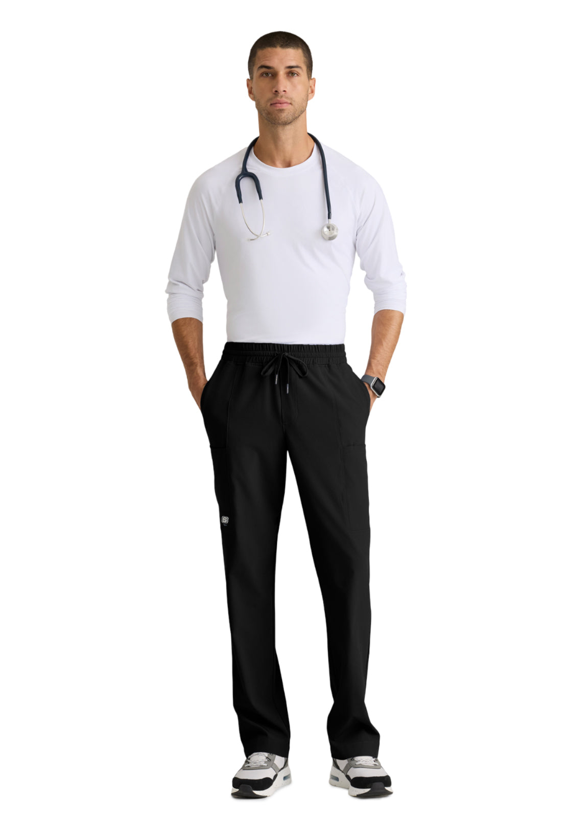 Five Pocket Drawcord Horizon Scrub Pant - SKP688 - Black